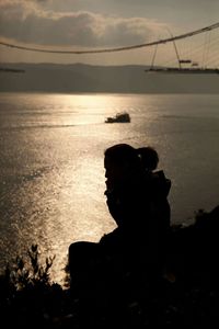 Scenic view of sea at sunset