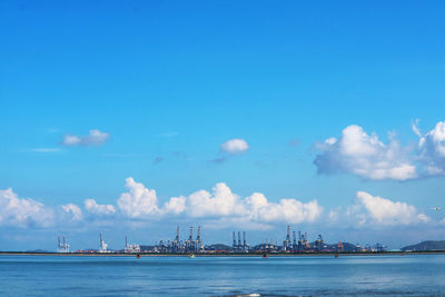 Scenic view of sea against cloudy sky