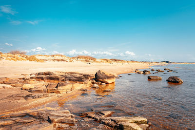 Falkenberg beach situated on the swedish west coast is a popular tourist destination.