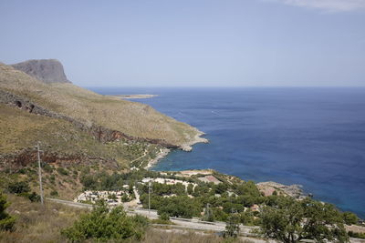 Scenic view of sea and clear sky