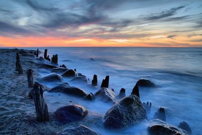 Scenic view of sea during sunset