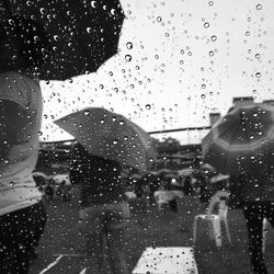 Close-up of water drops on glass