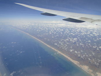 Aerial view of landscape seen from airplane window