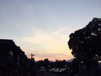 View of buildings at sunset