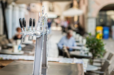 Close up of beer tap in restaurant