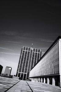 Low angle view of modern building against sky