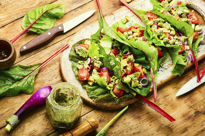 Salad with spring vegetables and herbs