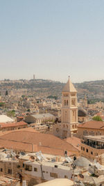 Cityscape against clear sky