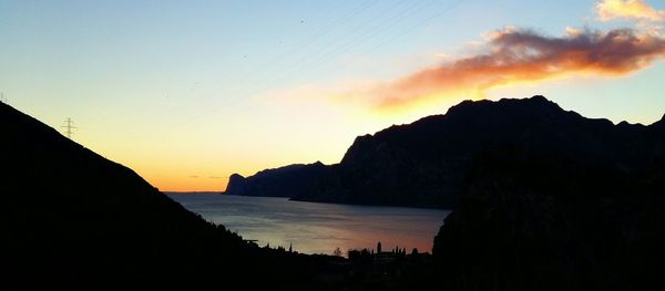 Panoramic view of sea against sky during sunset