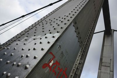 Low angle view of golden gate bridge against sky