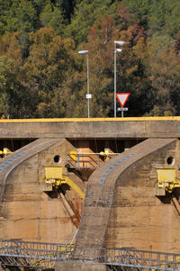 High angle view of bridge over road