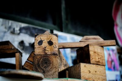 Close-up of wooden blocks