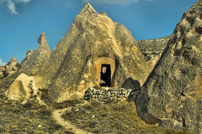 Low angle view of old ruin building