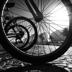 Close-up of wheel against the sky