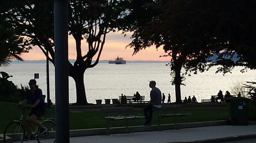 Scenic view of sea at sunset