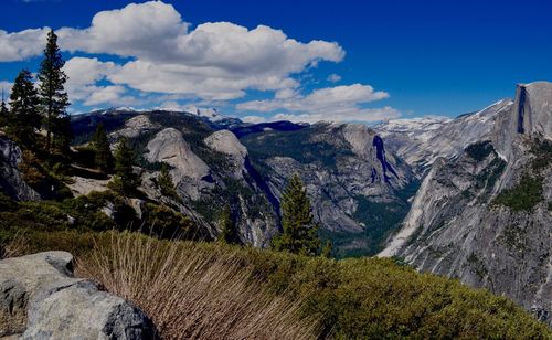 Panoramic view of landscape and mountains against sky