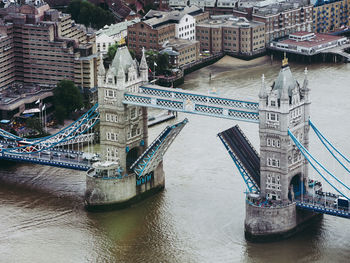 High angle view of bridge over river in city