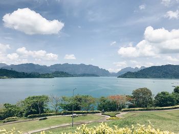 Scenic view of lake against sky