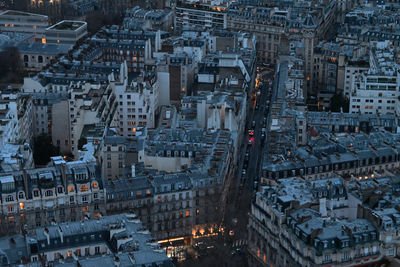 High angle view of buildings in city paris