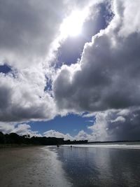 Scenic view of storm clouds over water