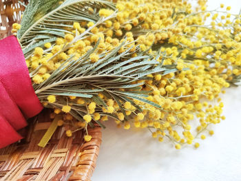 Close-up of wheat on table