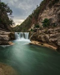 Scenic view of tanggedu waterfall