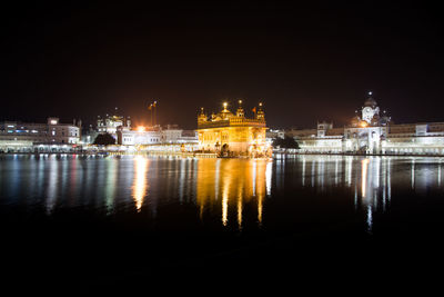 Illuminated building at night