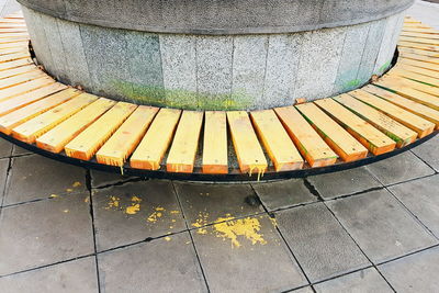 Close-up high angle view of yellow wall