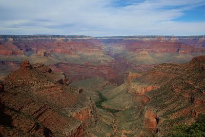 High angle view of rock formations against sky