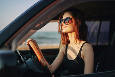 Woman in car