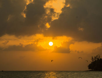 Scenic view of sea at sunset