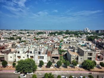 High angle view of townscape against sky