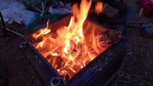 Close-up of fire pit