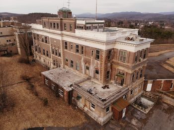 High angle view of old building in city
