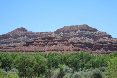 Scenic view of rocky mountains against clear sky