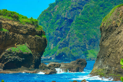 Scenic view of sea and rocks