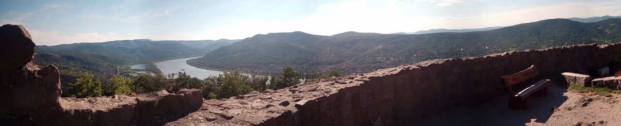 Panoramic view of mountains against sky