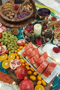 High angle view of fruits in market