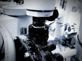 High angle view of machine part