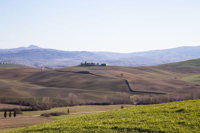 Scenic view of landscape against clear sky