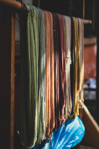 Close-up of ropes drying