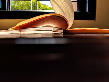 Close-up of open book on table