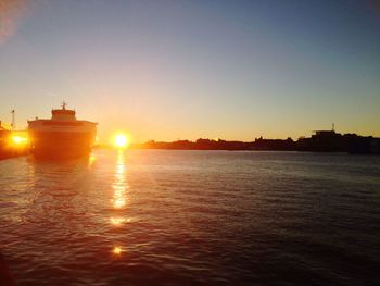 Scenic view of sunset over sea