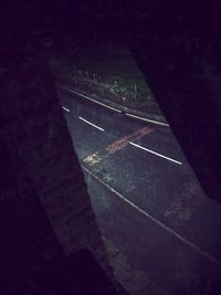 High angle view of road at night