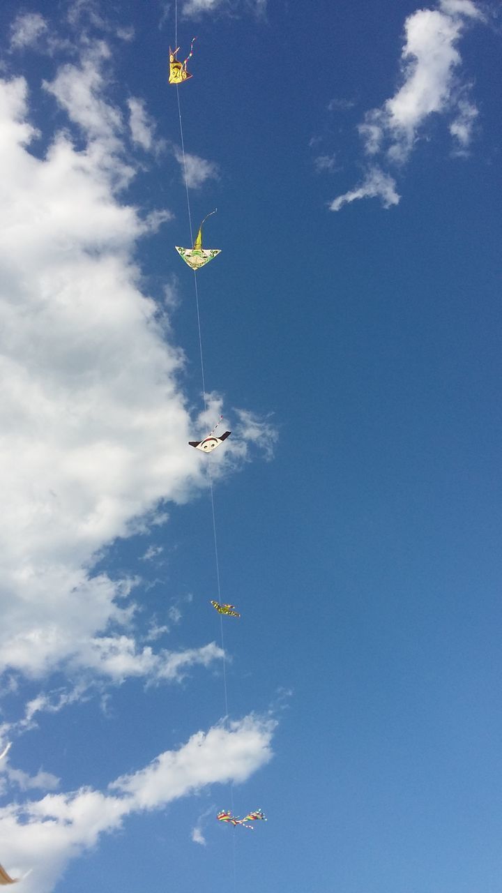 LOW ANGLE VIEW OF HELICOPTER FLYING AGAINST SKY