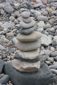 High angle view of stones on rocks