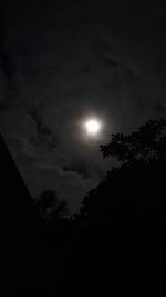 Low angle view of silhouette trees against sky at night