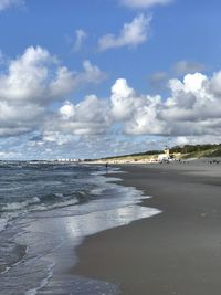 Scenic view of beach against sky