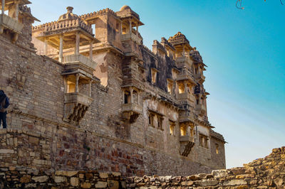 Low angle view of old building against sky