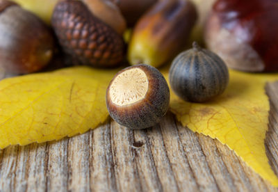 Close-up of fruits on table